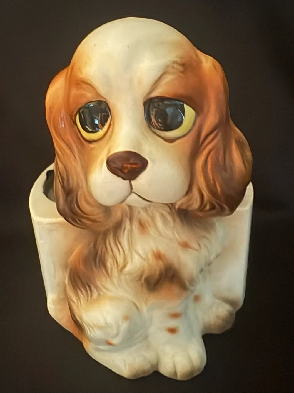 Vintage Lefton Ceramic Cavalier King Charles Spaniel Dog Planter
